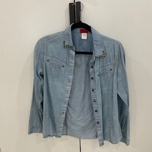 button down shirt denim look